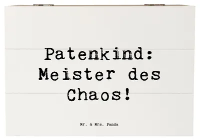 Produktbild von Mr. & Mrs. Panda Box Spruch Patenkind Chaosmeister 22 x 15 cm - Weiß - Geschenk, Humor, Fürsorge, geschenkbox mit deckel, Truhe, persönliche Erinnerungen, Freude, Chaos