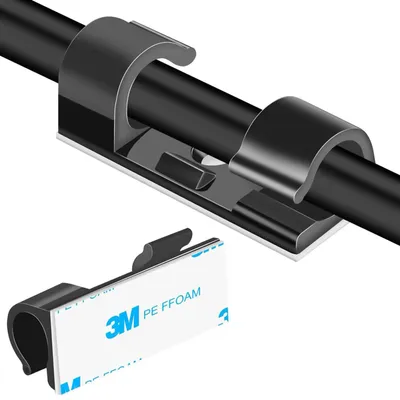 100 selbstklebende Kabelklemmen, Kabelclips, schwarz, 29 mm