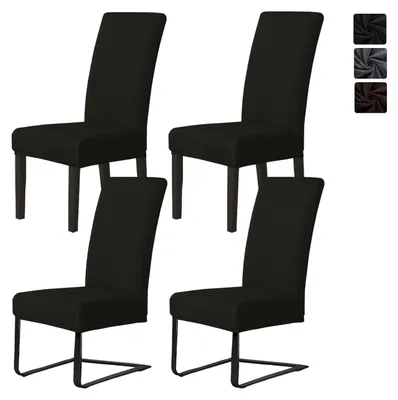 Image de Lot de 4 housses de chaise jacquard pour chaises cantilever, housses amovibles pour salles à manger, hôtels, mariages et fêtes – noir