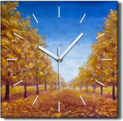 Produktbild von Coloray Hodiny Unikátní 30x30 cm  Tiché hodiny Pro obývací pokoj a kuchyň Nástěnné hodiny Plátno Černé ručičky hodin - Stromy na podzim