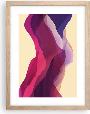 Produktbild von Gerahmtes Poster - Rahmen in heller Eiche - Abstraktion Berge Rosa - 30x40 cm - Wand Bild - Wanddeko - Wandbilder - Wandposter - Bilderrahmen - Bilder - Kunstdruck - Wandbild - P2NPA30x40-4288
