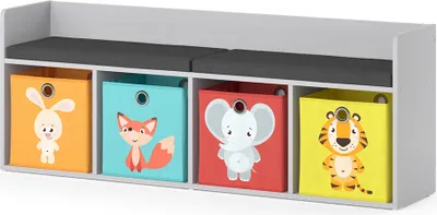 Immagine prodotto di Scaffale per bambini Vicco Luigi Bianco 142.4 x 53.4 cm 4 scomparti, con cassette pieghevoli colorate, Model 40491