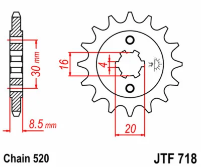 Obrázok produktu pre JT Ritzel 12T 520 JTF718.12
