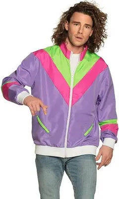 Immagine prodotto di Giacca da jogging retrò anni '80 Bad Taste viola-verde-rosa - XXL