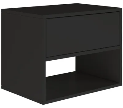 Immagine prodotto di Selsey Framme - Comodino sospeso con cassetto e scomparto, nero, 50 cm