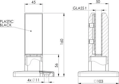 Produktbild von Edelstahl Glashalter stehend AISI 316 Gl