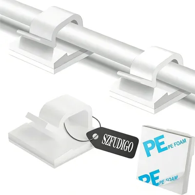 Image de Lot de 100 supports de câble adhésifs pour fixation murale