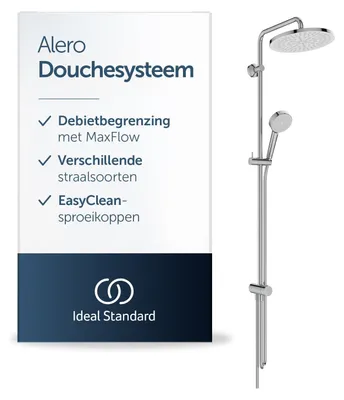 Productafbeelding van Douchesysteem voor opbouwkraan – Chroom, met massage- en regendouche