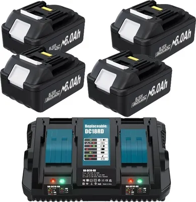 Obrázek produktu pro Náhradní baterie Makita 18V, kapacita 60 Ah, kompatibilní s BL1860 a BL1850B, sada 2 kusů