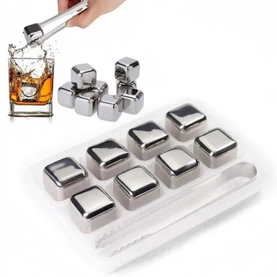Immagine prodotto di Cubetti di ghiaccio in acciaio inossidabile – Cubetti di ghiaccio in acciaio inossidabile, ideali per whisky e vino