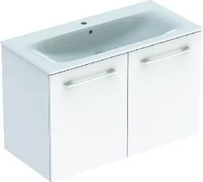 Produktbild von Geberit Selnova Square - Waschbeckenschrank 635x538x480 mm, mit Waschbecken, 2 Türen, glänzend weiß 501.260.00.1