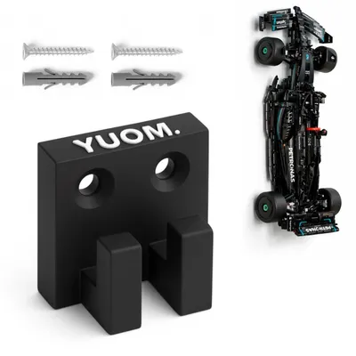 Produktbild von YUOM. Wandhalterung für LEGO Technic 42171 Mercedes F1 Auto – Wandregal – inkl. Schrauben & Dübel – Schwarz
