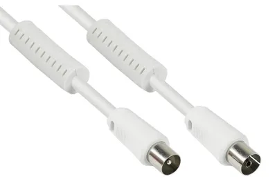Produktbild von TV Antennenkabel Koax Stecker-Buchse, 2x Ferritkern, 95dB, 5m