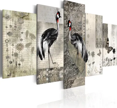 Produktbild von Leinwandbilder Abstrakt 200x100 cm Vlies Leinwandbild 5 tlg Kunstdruck modern Wandbilder XXL Wanddekoration Design Wand Bild - Tiere Vinrage Blumen 020116-34