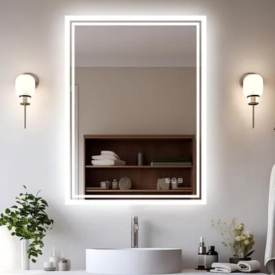 Produktbild von WISFOR LED Badspiegel 90×70cm Badspiegel mit Beleuchtung Badezimmerspiegel Wandspiegel mit Touchschalter Beschlagfrei Dimmbar