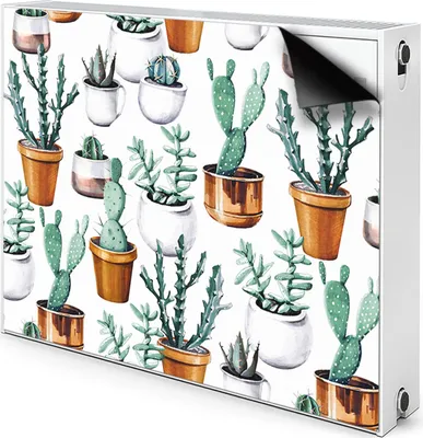 Produktbild von Magnet Heizkörper-Abdeckung Verkleidung Abdeckung Heizkörperabdeckung 80x60 cm  - Kakteen, in, Töpfe