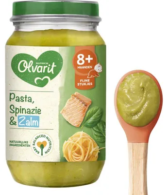Image de Pâtes Olvarit aux épinards et Zalm 200g - Babymaaltijd 8 maanden+ Omega-3