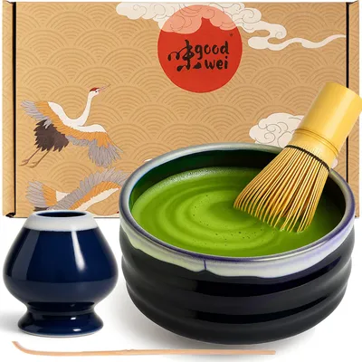 Produktbild von Matcha Set "Kori" mit Schale, Besen & Besenhalter – edles Set für Matcha-Zeremonie und stilvollen Teegenuss
