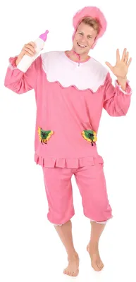 Productafbeelding van Babykostuum voor heren, roze-wit, one size (maat 42)