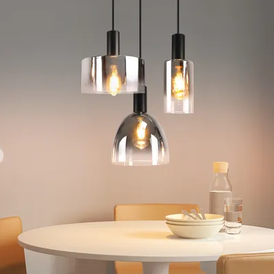 Produktbild von ZMH Glas Hängeleuchte Esstisch Pendelleuchte Retro 3 Flammige Hängelampe E27 Pendelleuchte Esstischlampe Mattschwarz für Küchen Schlafzimmer Wohnzimmer ohne Leuchtmittel