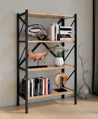 Produktbild von VCM Holz Metall Aufbewahrung Stand Regal Bücherregal Deko Bücher Standregal Insasi 4