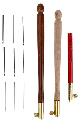Produktbild von Häkelnadel-Set mit ergonomischem Griff und Knüpfhaken