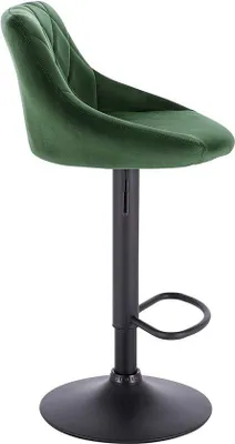 Image de Tabourets de bar ergonomiques - Velours - 60-82 cm - Vert foncé - Réglables en hauteur - Lot de 1 - Bar de cuisine
