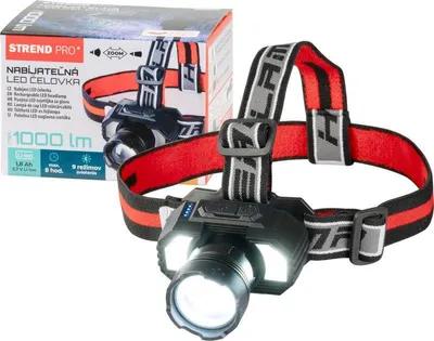 Zdjęcie produktu dla Latarka czołowa Strend Pro XL121807, LED, 1000 lm, ZOOM, 1800 mAh, ładowanie USB