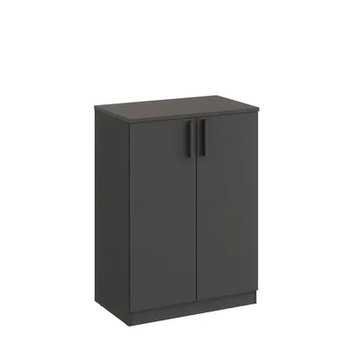 Produktbild von KOMTO Kommode Anthrazit mit 2 Türen - Kleiner Schrank für Flur, Wohnzimmer | Sideboard Schmal CABI 60 x 84 x 37 cm (BxHxT)