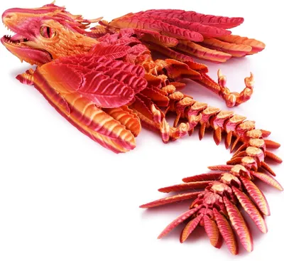 Productafbeelding van Gevederde wyvern dragon - 3D gedrukte draak - Gearticuleerde Draak - Fidget Draak - 3D gedrukt speelgoed - Desktop Pet