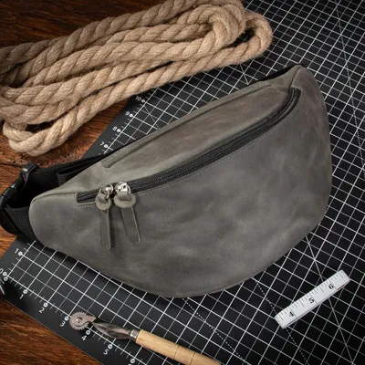 Zdjęcie produktu dla Szara Nerka Skórzana Vintage Męska Duża XL Belveder NX19