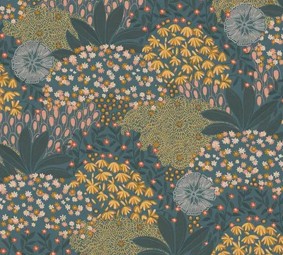 Produktbild von Vliestapete 38740-4 Nara Blumen türkisgelb