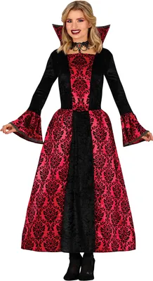 Produktbild von Vampir Halloween Kleid Gotische Königin Rotes Schwarz Elegantes Kostüm Theater Kleidung, Größe: 38 - 40 (M) Farbe: Rot