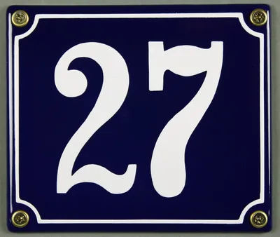 Produktbild von Hausnummernschild Emaille 27 blau - weiß 12x14 cm Schild Emaile Hausnummer Haus Num