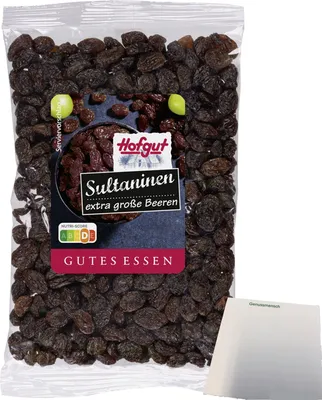 Produktbild von Hofgut Sultaninen ungeschwefelt (200g Beutel) + usy Block