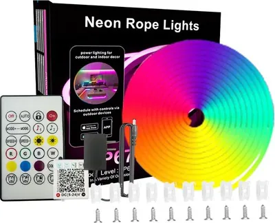 Produktbild von INF 20M RGB Neon LED Streifen - Flexibles Silikon Seil Licht mit Fernbedienung