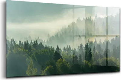 Produktbild von 120x60 - Wandmalerei auf Glas- Wanddekoration aus Glas - Sonnenaufgang Beskidy