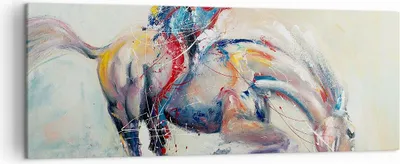 Produktbild von Bild auf Leinwand - Leinwandbild - Pferd Abstraktion - 140x50cm - Wand Bild - Wanddeko - Wandbilder - Leinwanddruck - Bilder - Kunstdruck - Wanddekoration - Leinwand bilder - Wandkunst - AB140x50-3446