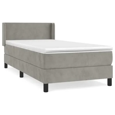 Produktbild von vidaXL Boxspringbett mit Matratze Hellgrau 90x200 cm Samt