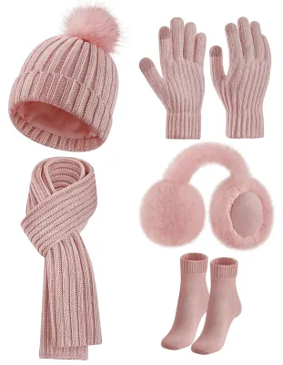 Produktbild von Omgoods – Damen-Set (3-teilig): Strickmütze, Schal und Handschuhe