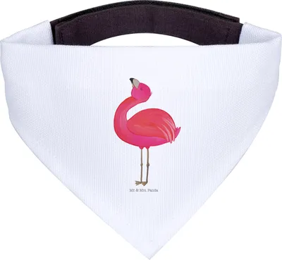 Produktbild von Mr. & Mrs. Panda Halstuch Flamingo Stolz - Weiß - Geschenk, Tuch, Hund, Rosa, Beste Freundin, Hunde, Mama, Für, Selbstliebe, Hunde-Halstuch