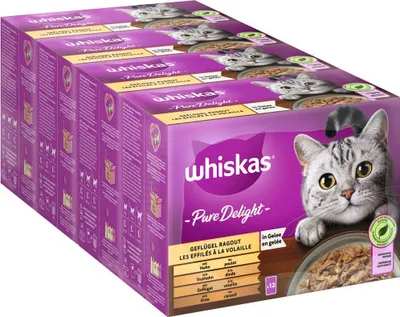 Produktbild von WHISKAS® Portionsbeutel Multipack Pure Delight Geflügel Ragout in Gelee 4 x 12 x 85g