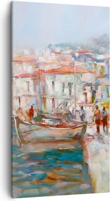 Produktbild von Bild auf Leinwand - Leinwandbild - Einteilig - Insel Boote Hafen - 45x80cm - Wand Bild - Wanddeko - Wandbilder - Leinwanddruck - Bilder - Wanddekoration - Leinwand bilder - Wandbild - PA45x80-4852