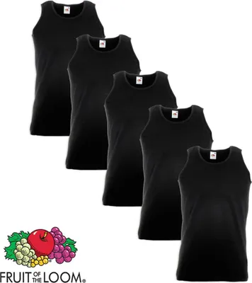 Immagine prodotto di Fruit of the Loom Valueweight Muskelshirt 5 Stk. Baumwolle Schwarz S