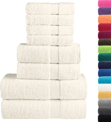 Immagine prodotto di vidaXL Set di asciugamani premium da 8 pezzi SOLUND crema 600 g/m²