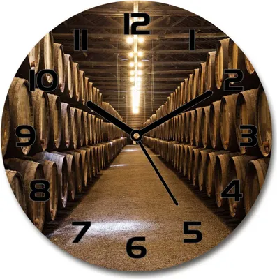 Produktbild von Wanduhr aus Glas 30fi Glasbild Glasuhr Gehärtetes Glas - schwarze-zeiger - Wine cellar in Porto