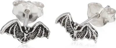 Produktbild von Paar Fledermaus Ohrstecker 925 Silber Oxidiert Ohrschmuck Vampir Ohrringe
