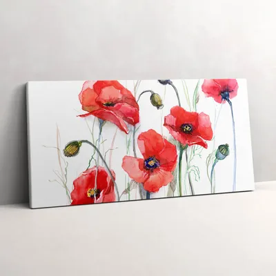 Produktbild von Malerei Kunst - rote Mohnblumen – Leinwandbild Wandbild – 120x60 cm – Leinwandbilder – Wandbilder – Schlafzimmer – Flur