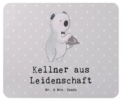 Produktbild von Mr. & Mrs. Panda Mousepad Kellner Leidenschaft - Grau Pastell - Geschenk, pc mauspad, Ausbildung, Witzig, Restaurant, Mouse Pad