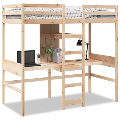 Obrázek produktu pro vidaXL Podkrovní postel bez matrace 75x190 cm z masivního borovicového dřeva